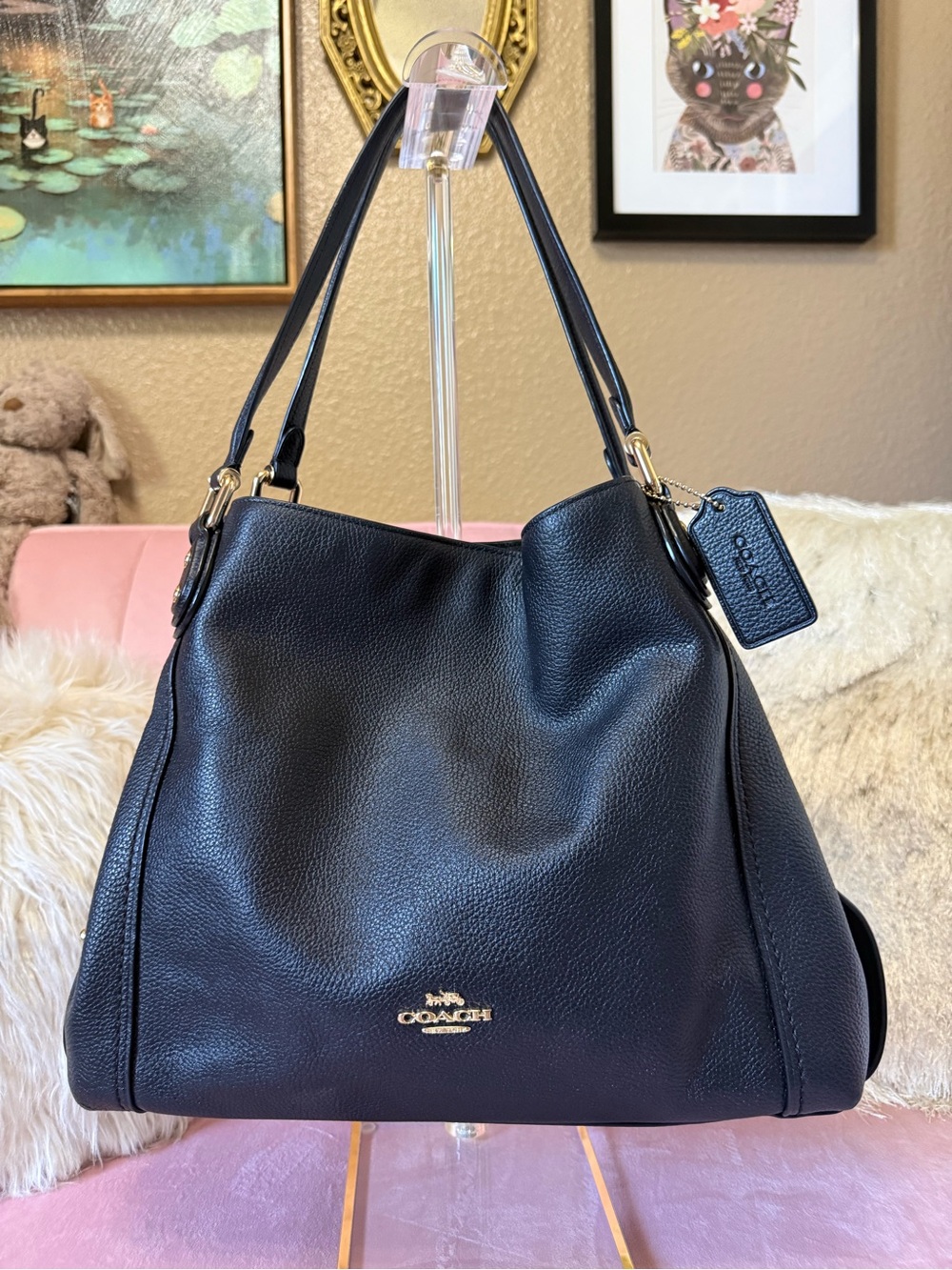 Coach Black Pebbled Leather Shoulder Bag